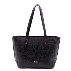 BORSA A SPALLA SHOPPER ALV BY ALVIERO MARTINI NERO DEBOSSED