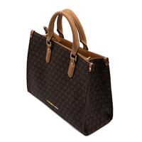 SHOPPING BAG LARGE 11120 MONOGRAM MARRONE ROCCO BAROCCO