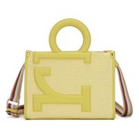 TOTE BAG ICONIC RAFIA E PELLE ROCCO BAROCCO LIME