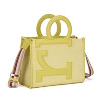 TOTE BAG ICONIC RAFIA E PELLE ROCCO BAROCCO LIME