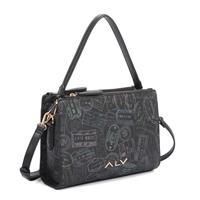 BORSA A SPALLA TRE ZIP PASSPORT CLASSIC BLACK