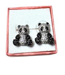 ORECCHINI PANDA CON STRASS ARGENTO