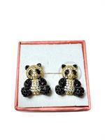 ORECCHINI PANDA CON STRASS ORO