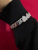 BRACCIALE MULTI CUORI STRASS RIGIDO SILVER